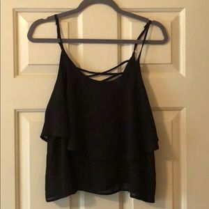 Sheer black spaghetti strap tank